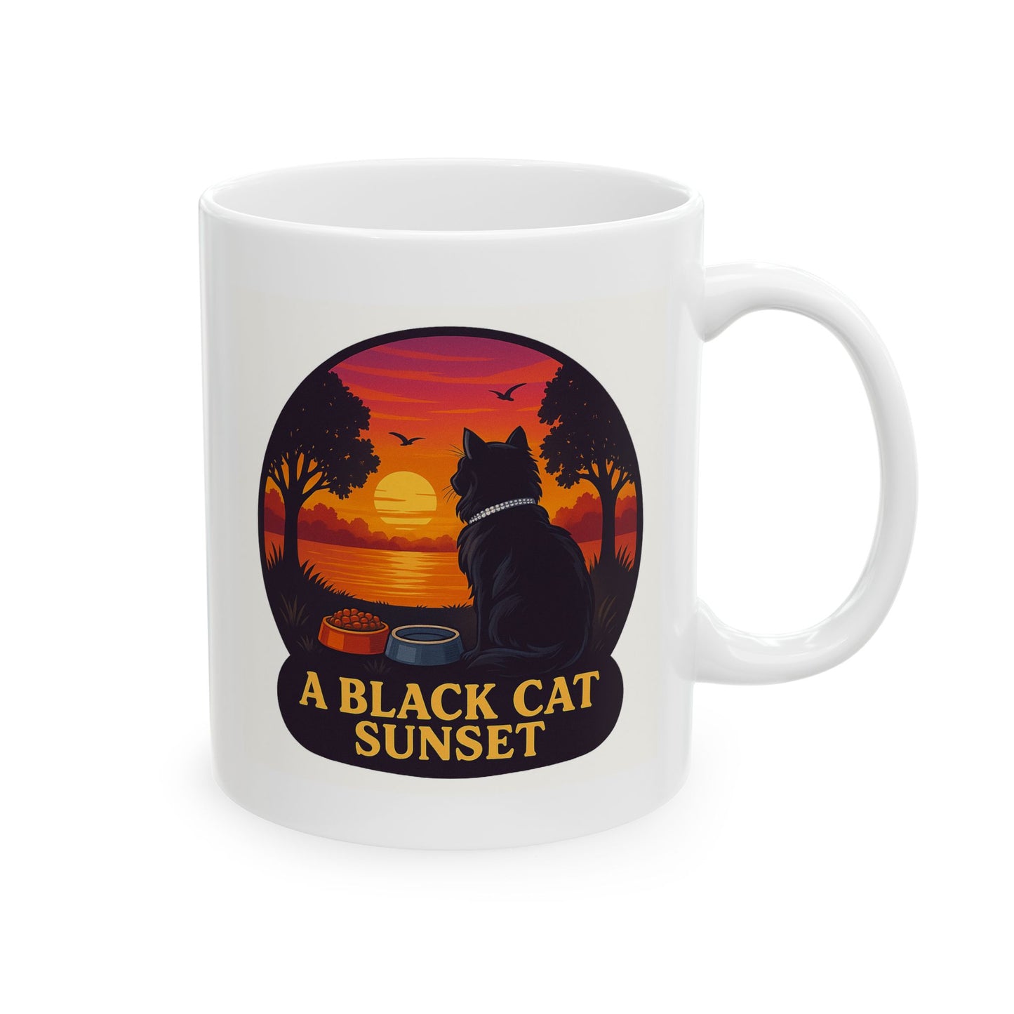 A Black Cat Sunset-Inspired Ceramic Mug - Perfect for Coffee Lovers - Chubby Little Cheeks Co.