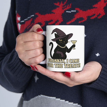 Frankly, I Came For The Treats-Funny Black Cat Ceramic Mug - Chubby Little Cheeks Co.