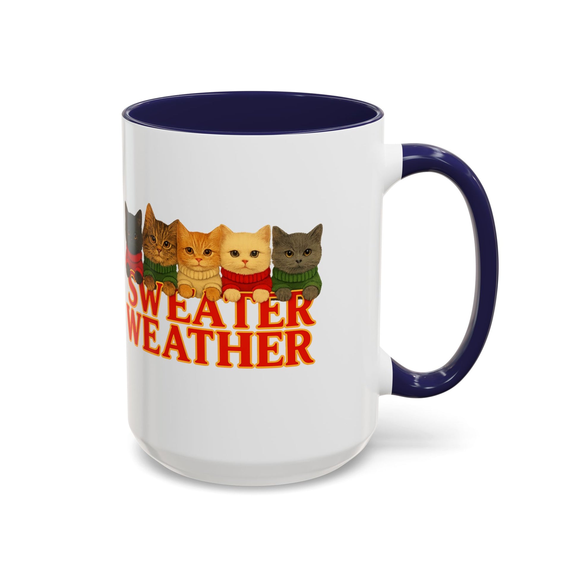 Sweater Weather Mug — Cute Kittens in Sweaters Accent Coffee Mug (150z) - Chubby Little Cheeks Co.