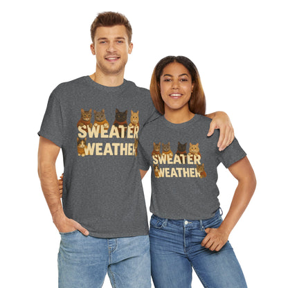 Sweater Weather Cat Tee, Cute Fall Apparel - Chubby Little Cheeks Co.