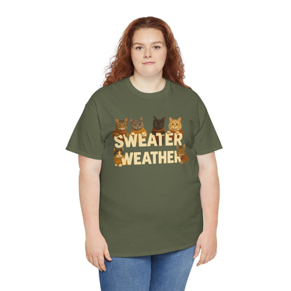 Sweater Weather Cat Tee, Cute Fall Apparel - Chubby Little Cheeks Co.