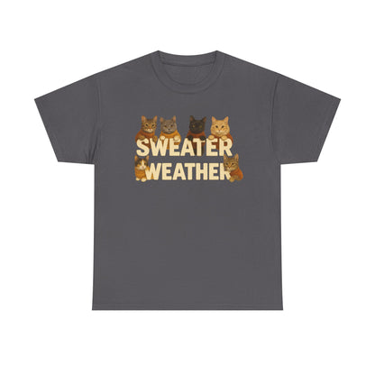Sweater Weather Cat Tee, Cute Fall Apparel - Chubby Little Cheeks Co.