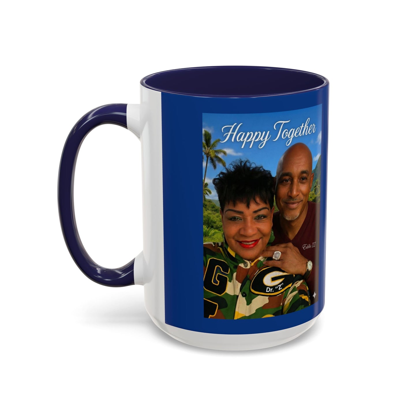Photo Accent Coffee Mug — "Happy Together" Personalized Couple Gift