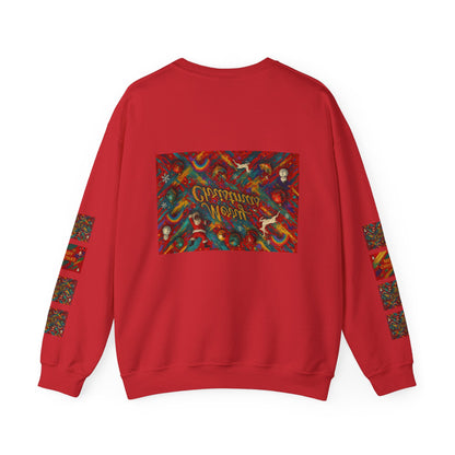 Merry Christmas Pattern Crewneck Sweatshirt — Festive Candy Cane Holiday Sweater
