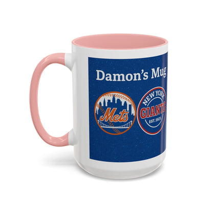 Personalized Baseball Fan Coffee Mug — "Damon's Mug" Mets & Giants Accent Cup - Chubby Little Cheeks Co.