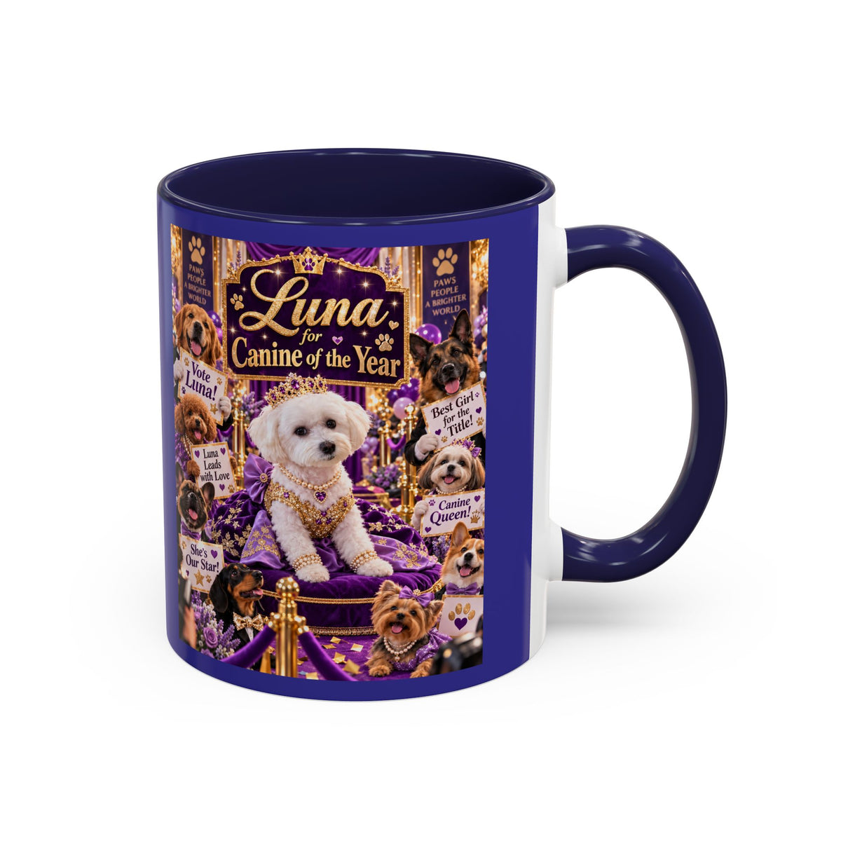 Canine of the Year Coffee Mug — Personalized Dog Portrait Design (Accent 11/15oz) - Chubby Little Cheeks Co.