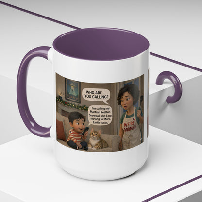 Cat Accent Coffee Mug —“We're Doomed” Funny Asian Mom and Son/Parenting Gift - Chubby Little Cheeks Co.