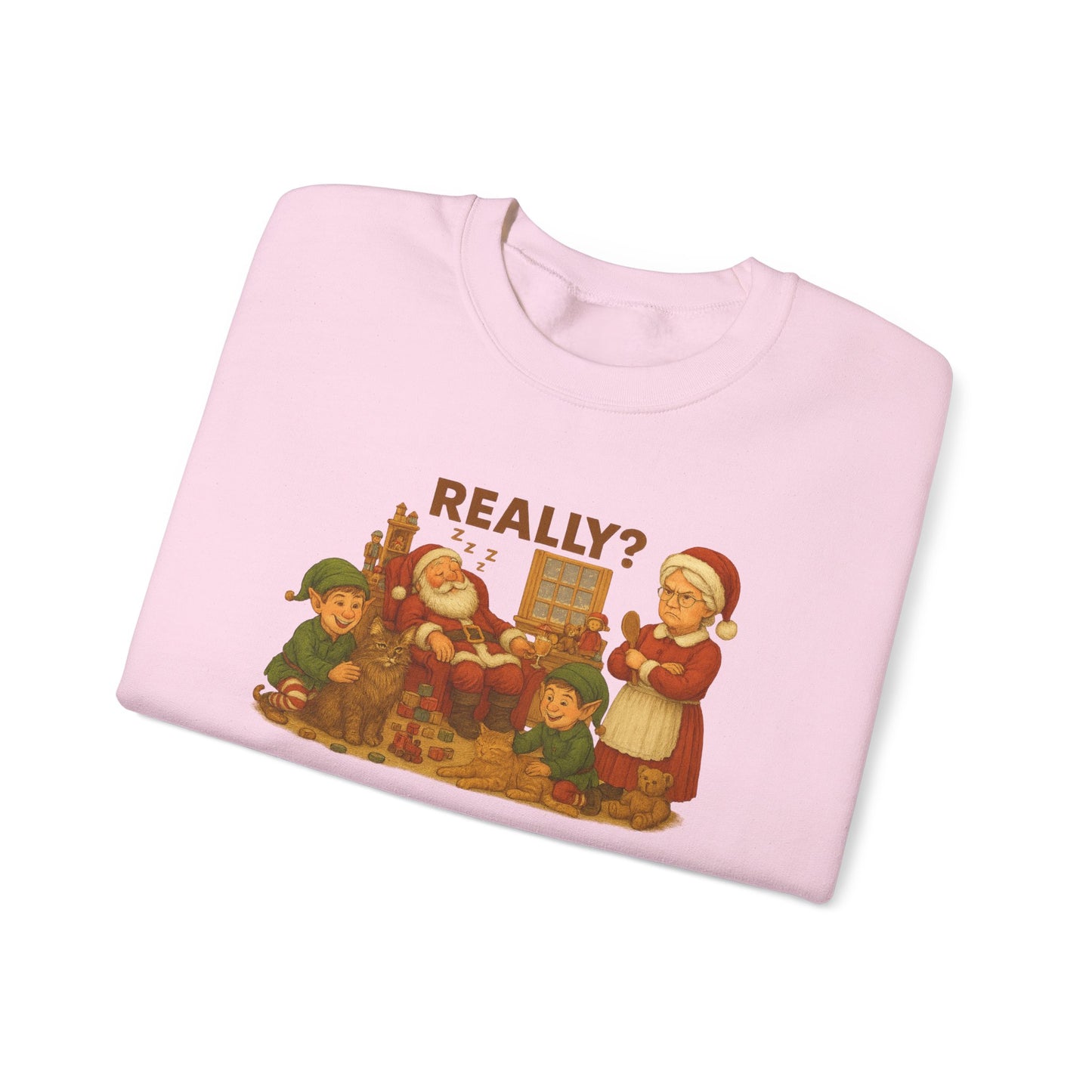 Santa Is Tipsy,(Classic) Mrs. Claus Is Not Amused- Vintage Cat Holiday Unisex Sweatshirt