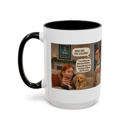 Dog Accent Coffee Mug — Funny "We're Doomed" Cartoon White Mom and Daughter Coffee Cup (15oz) - Chubby Little Cheeks Co.
