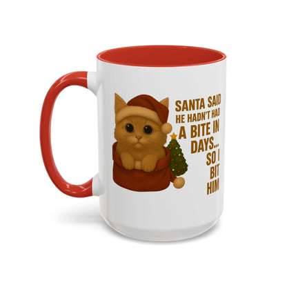 Orange Kitten Christmas Mug - Santa Bite Quote