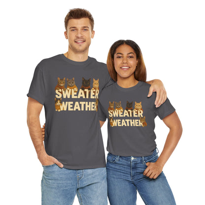 Sweater Weather Cat Tee, Cute Fall Apparel - Chubby Little Cheeks Co.