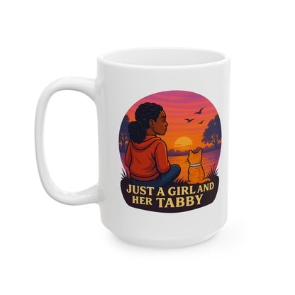 Just A Girl And Her Tabby- Sunset Inspired Ceramic Mug - Chubby Little Cheeks Co.