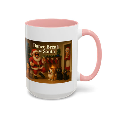 Dance Break for(classic) Santa Coffee Mug — Festive Christmas Santa & Pets Accent Mug (15oz)