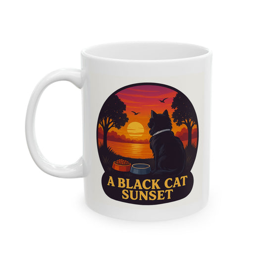 A Black Cat Sunset-Inspired Ceramic Mug - Perfect for Coffee Lovers - Chubby Little Cheeks Co.
