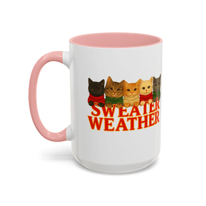 Sweater Weather Mug — Cute Kittens in Sweaters Accent Coffee Mug (150z) - Chubby Little Cheeks Co.