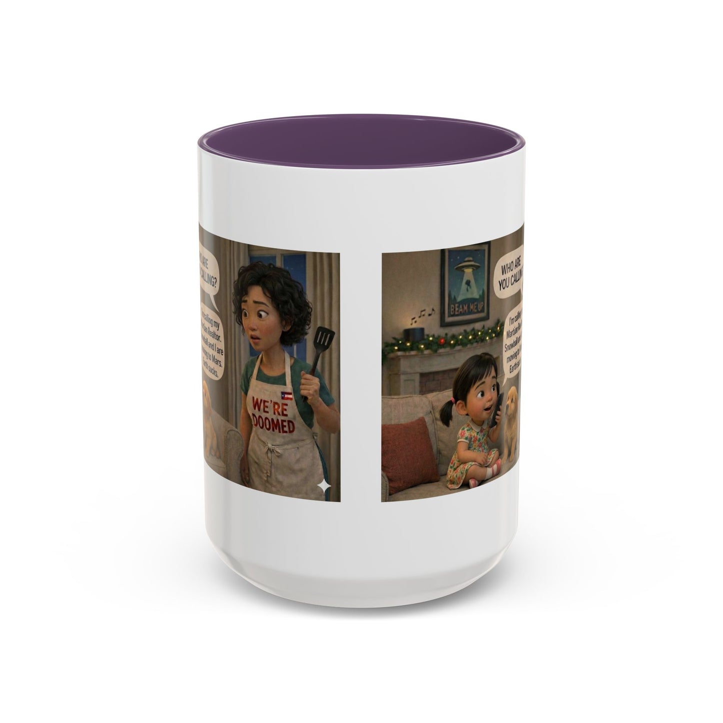 Dog Accent Coffee Mug — 'We're Doomed' Funny Asian Mom and Daughter Cartoon Coffee Mug (15oz) - Chubby Little Cheeks Co.