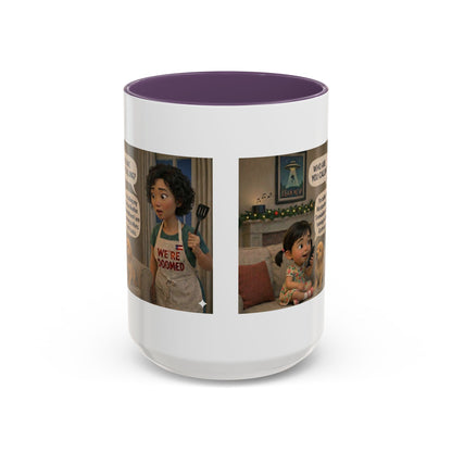Dog Accent Coffee Mug — 'We're Doomed' Funny Asian Mom and Daughter Cartoon Coffee Mug (15oz) - Chubby Little Cheeks Co.