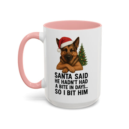 German Shepherd Christmas Mug – “Santa Said He Hadn’t Had a Bite in Days… So I Bit Him”