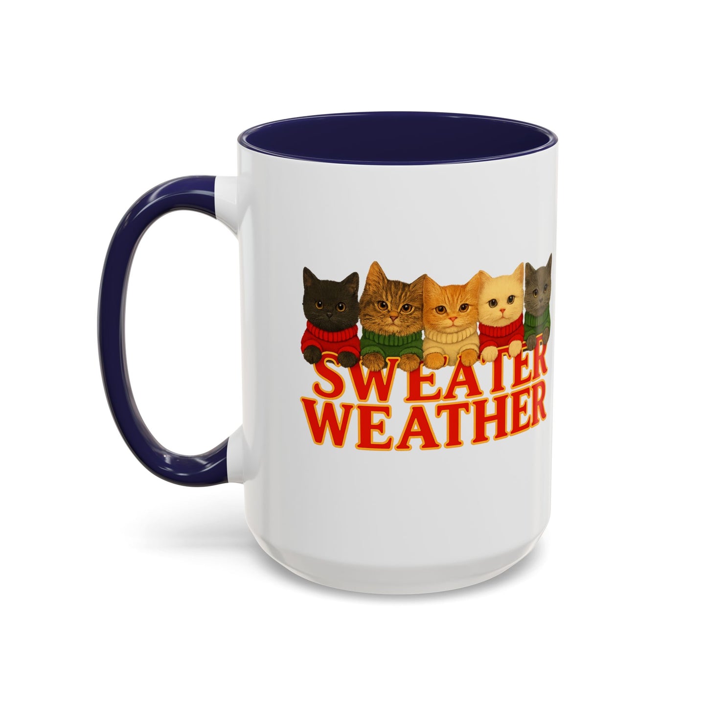 Sweater Weather Mug — Cute Kittens in Sweaters Accent Coffee Mug (150z) - Chubby Little Cheeks Co.