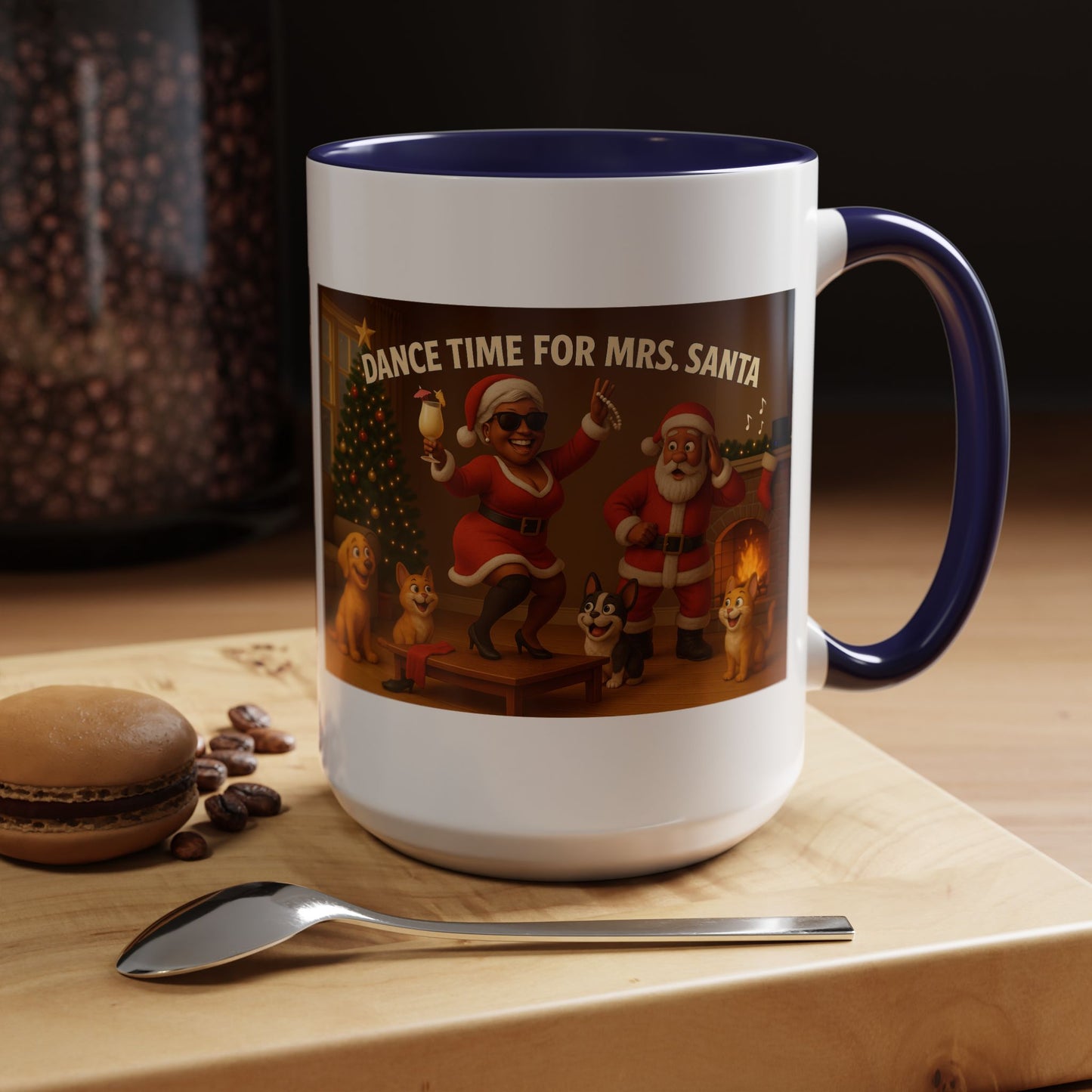 "Dance Time for(Blk) Mrs. Santa" Festive Holiday Mug (15oz)
