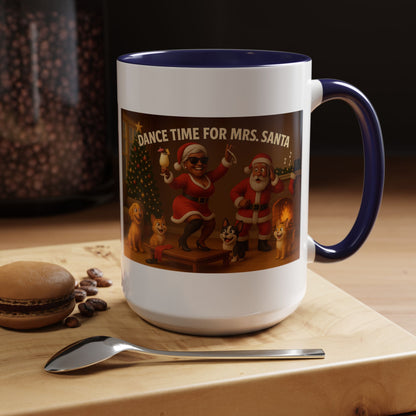 "Dance Time for(Blk) Mrs. Santa" Festive Holiday Mug (15oz)