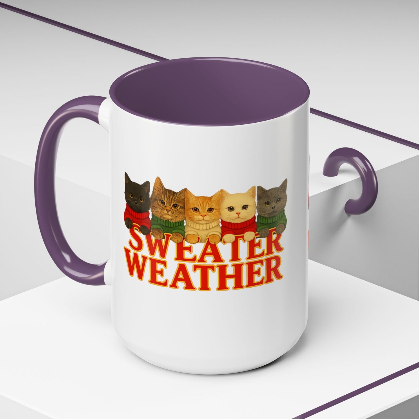 Sweater Weather Mug — Cute Kittens in Sweaters Accent Coffee Mug (150z) - Chubby Little Cheeks Co.