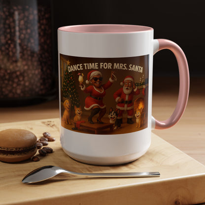 "Dance Time for(Blk) Mrs. Santa" Festive Holiday Mug (15oz)