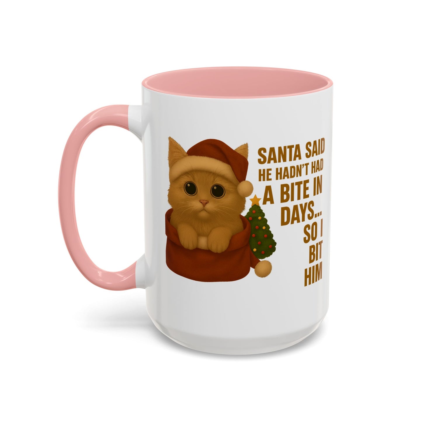Orange Kitten Christmas Mug - Santa Bite Quote