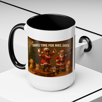 "Dance Time for(Blk) Mrs. Santa" Festive Holiday Mug (15oz)