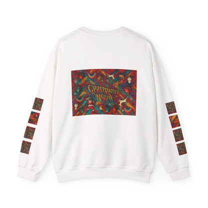 Merry Christmas Pattern Crewneck Sweatshirt — Festive Candy Cane Holiday Sweater