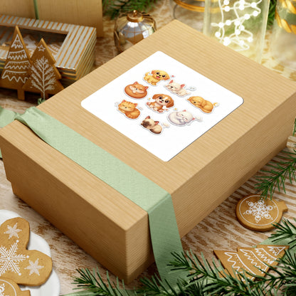 Cute Sleeping Cats & Dogs Kiss-Cut Sticker Sheet — Cute Pet Laptop Decals - Chubby Little Cheeks Co.