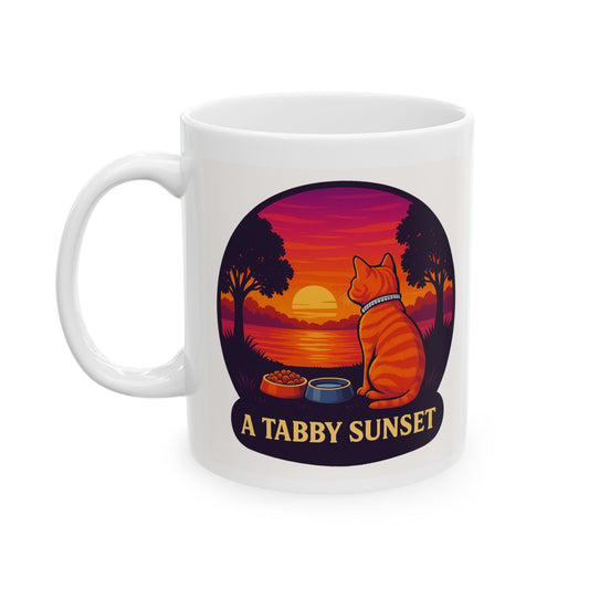 A Tabby Sunset, Serenity Ceramic Mug, Perfect for Coffee Lovers - Chubby Little Cheeks Co.