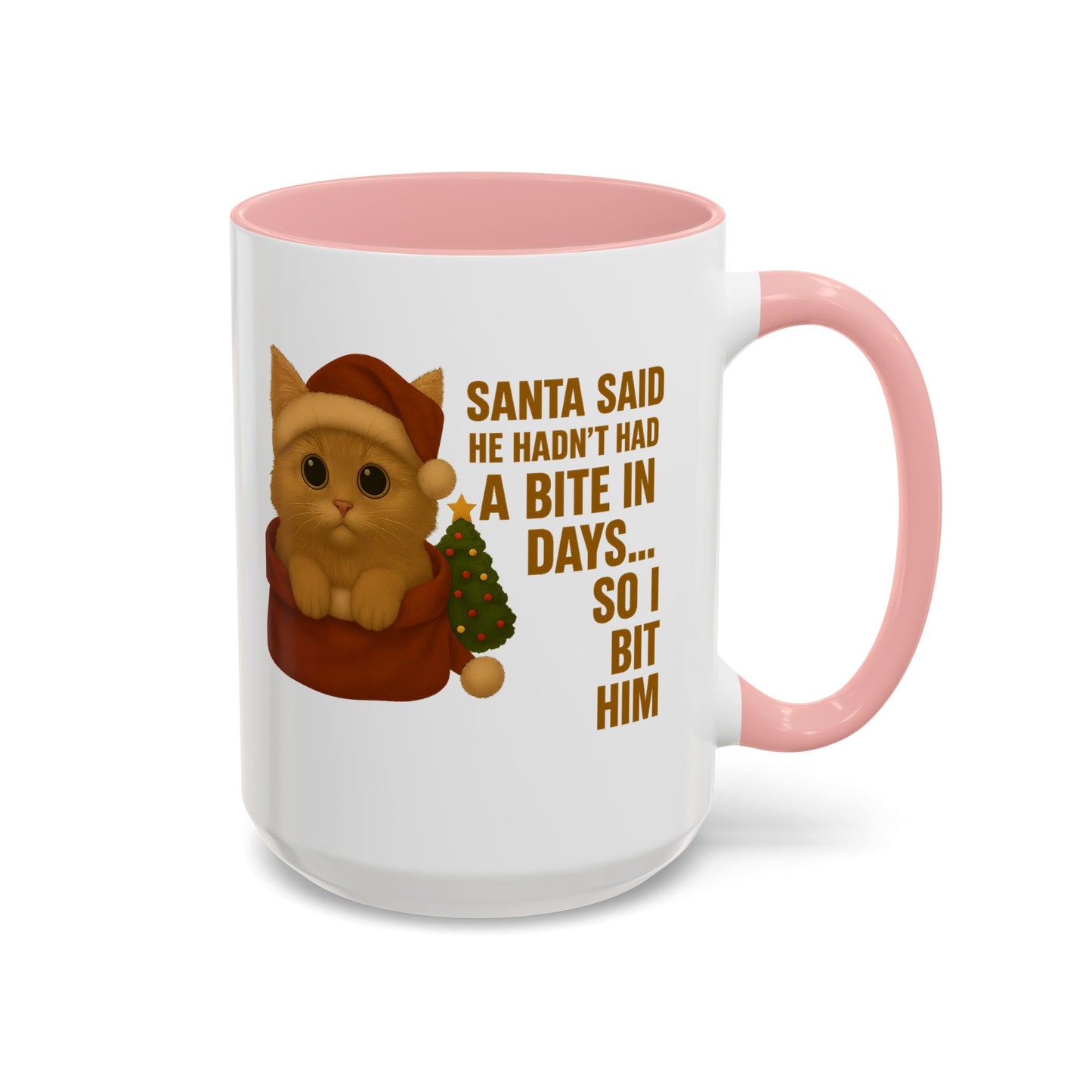 Orange Kitten Christmas Mug - Santa Bite Quote
