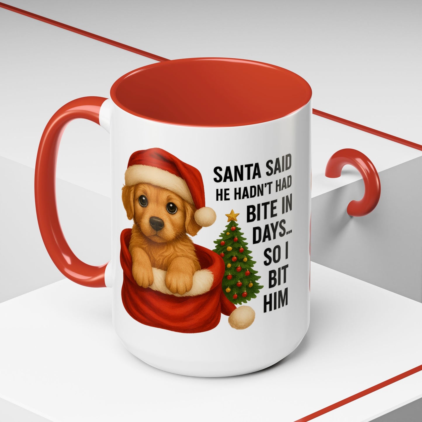 Golden Retriever Bite-In-Days Mug- Holiday Dogs