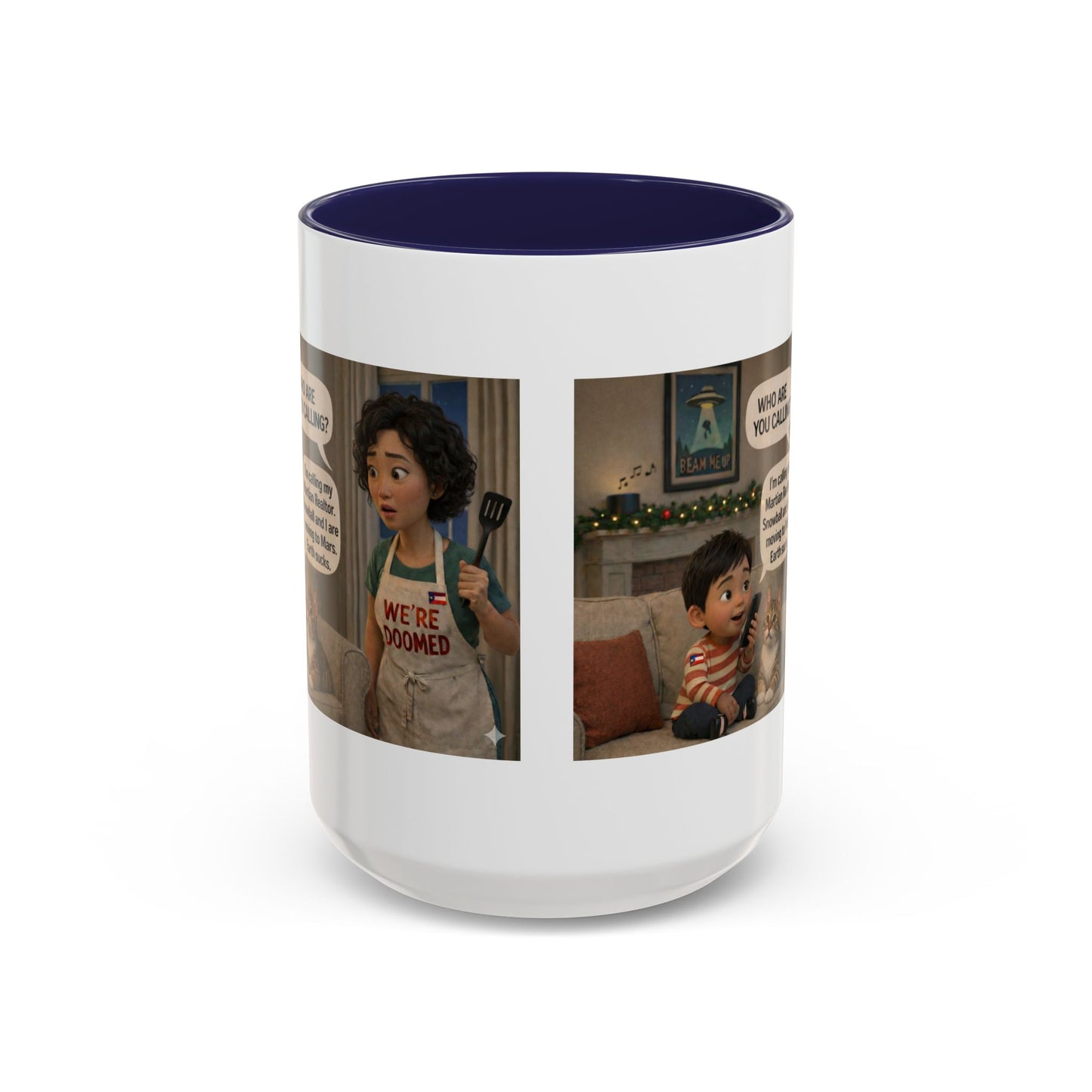 Cat Accent Coffee Mug —“We're Doomed” Funny Asian Mom and Son/Parenting Gift - Chubby Little Cheeks Co.