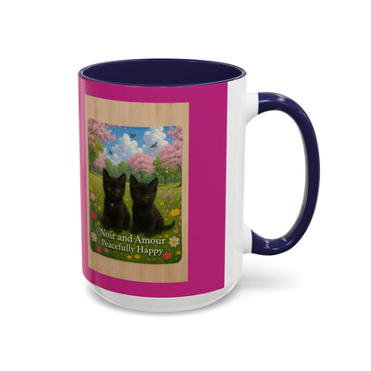 Noir and Amour Peacefully Happy - Black Cat Coffee Mug