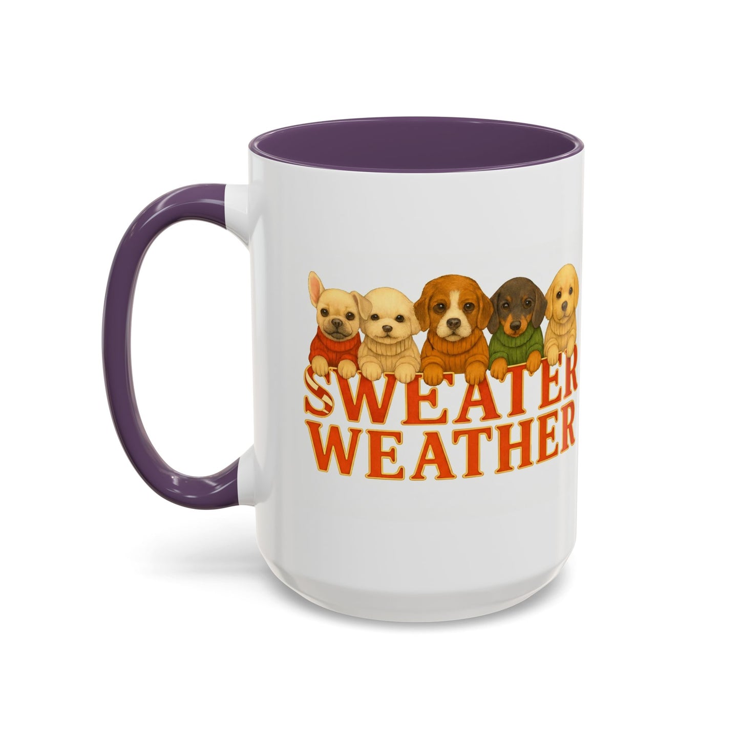 Sweater Weather Mug — Cute Puppies in Sweaters Accent Coffee Mug (150z) - Chubby Little Cheeks Co.