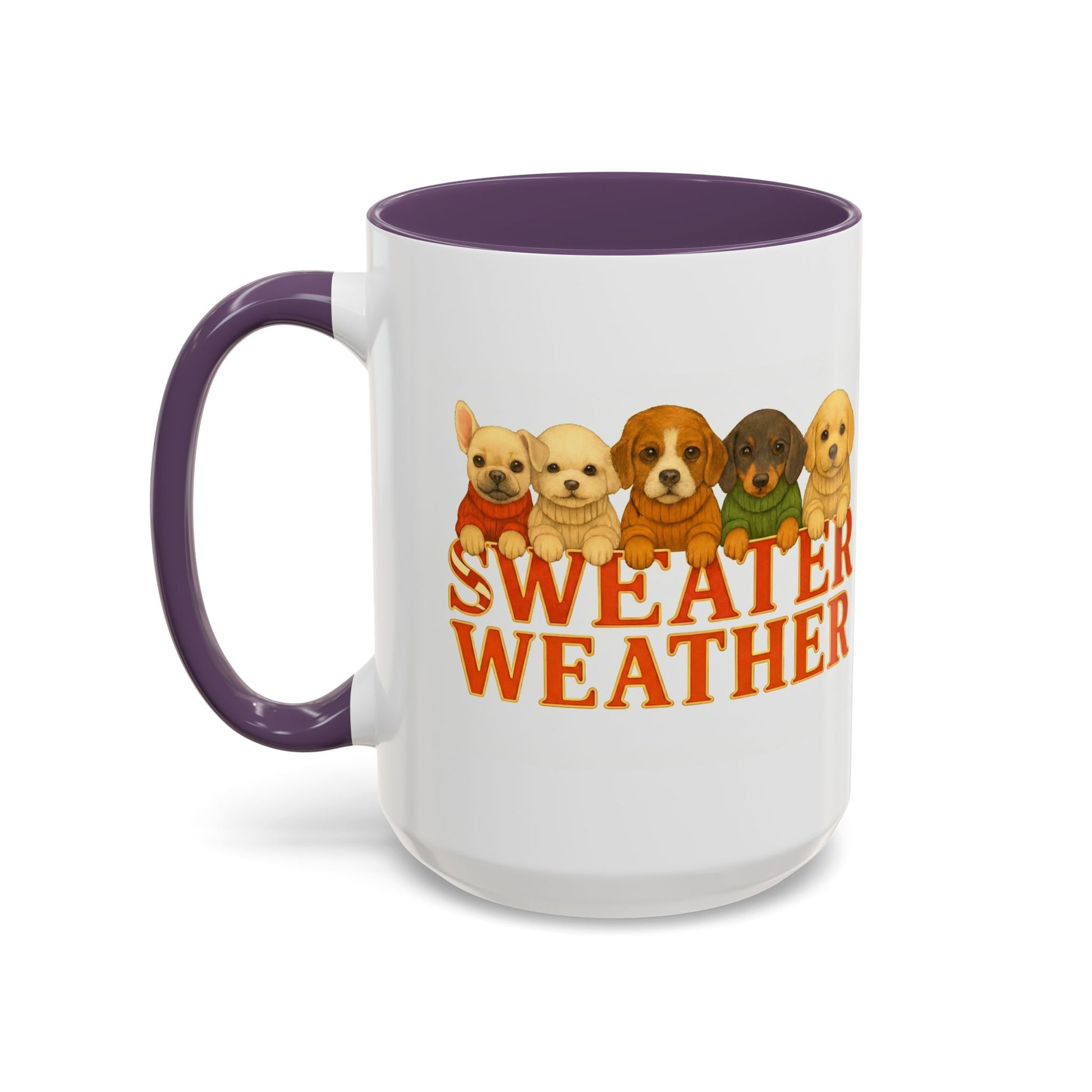 Sweater Weather Mug — Cute Puppies in Sweaters Accent Coffee Mug (150z) - Chubby Little Cheeks Co.