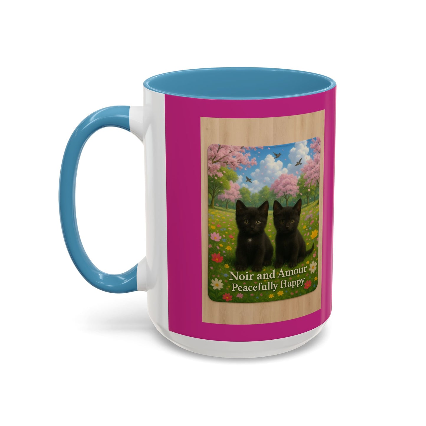 Noir and Amour Peacefully Happy - Black Cat Coffee Mug