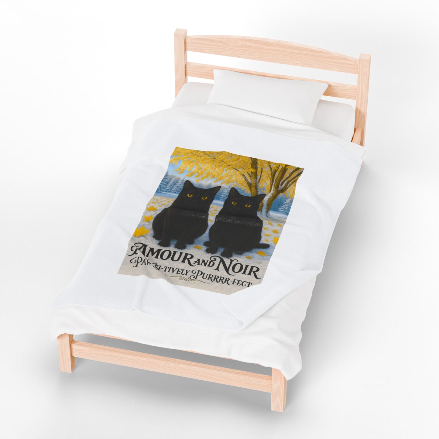 Amour and Noir Black Cats - Velveteen Plush Blanket