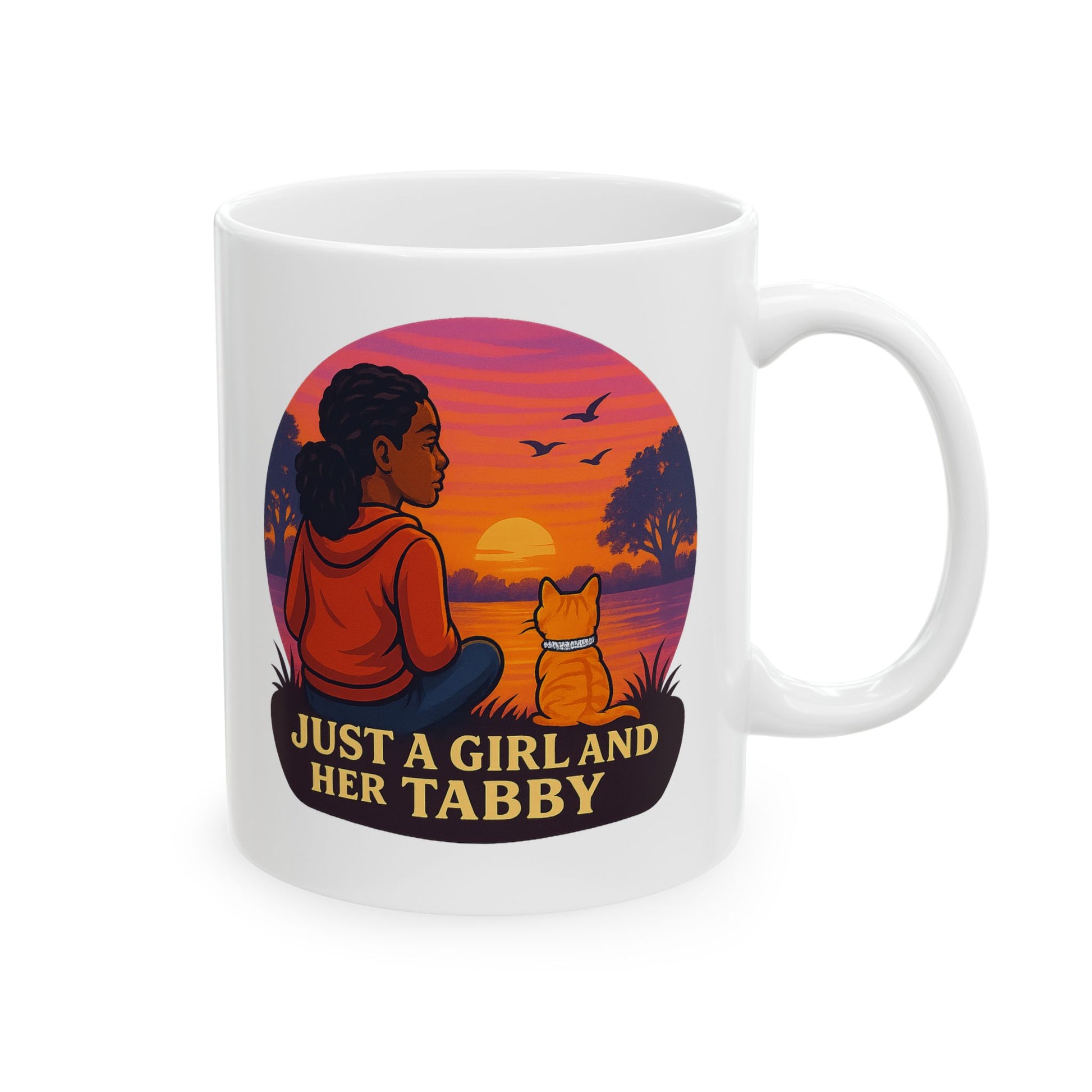 Just A Girl And Her Tabby- Sunset Inspired Ceramic Mug - Chubby Little Cheeks Co.