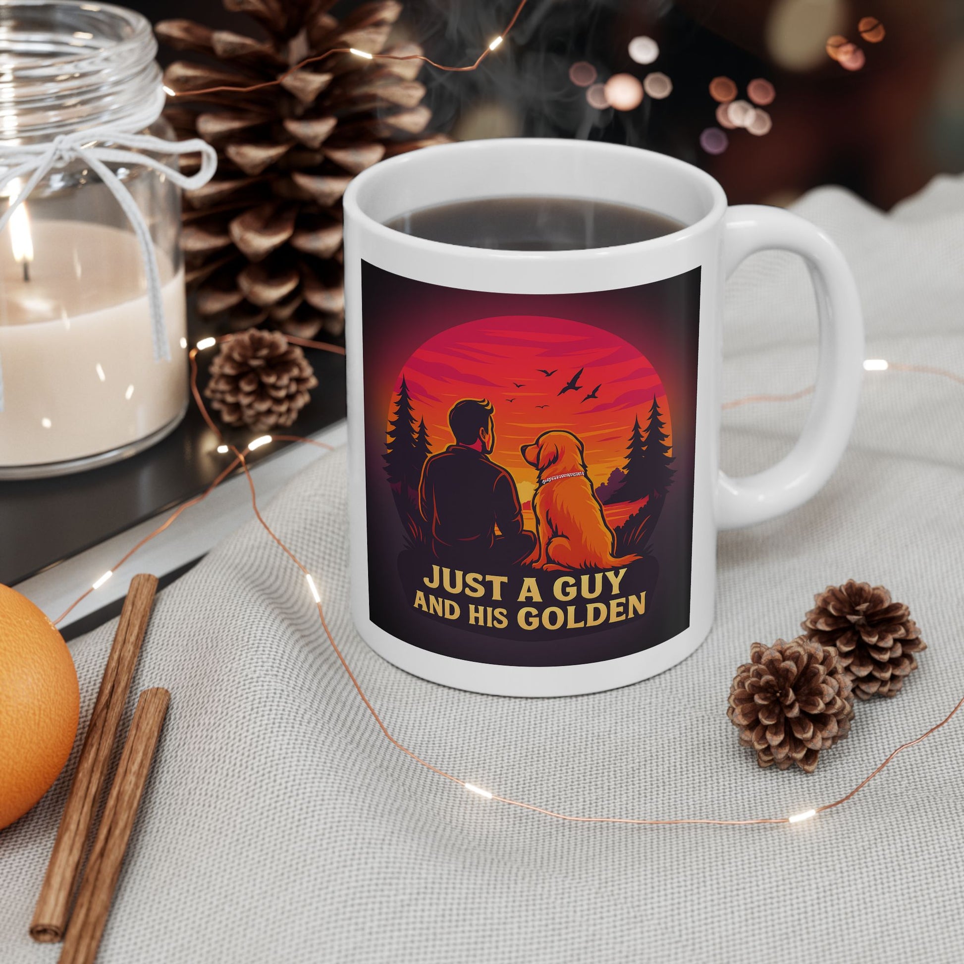 Just a Guy and His Golden — Sunset Ceramic Mug - Chubby Little Cheeks Co.