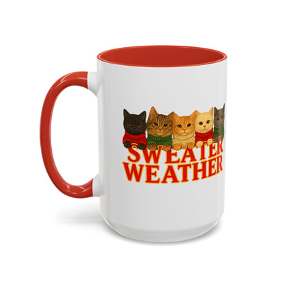 Sweater Weather Mug — Cute Kittens in Sweaters Accent Coffee Mug (150z) - Chubby Little Cheeks Co.