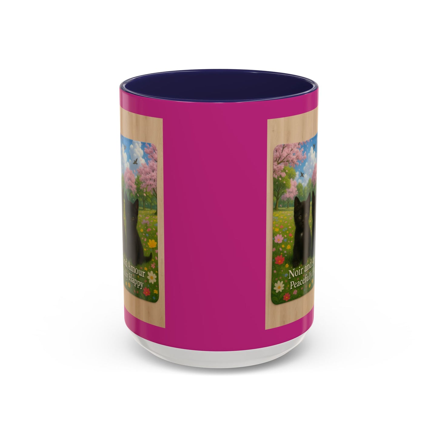 Noir and Amour Peacefully Happy - Black Cat Coffee Mug