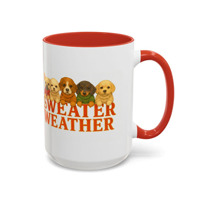 Sweater Weather Mug — Cute Puppies in Sweaters Accent Coffee Mug (150z) - Chubby Little Cheeks Co.