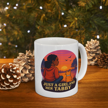 Just A Girl And Her Tabby- Sunset Inspired Ceramic Mug - Chubby Little Cheeks Co.
