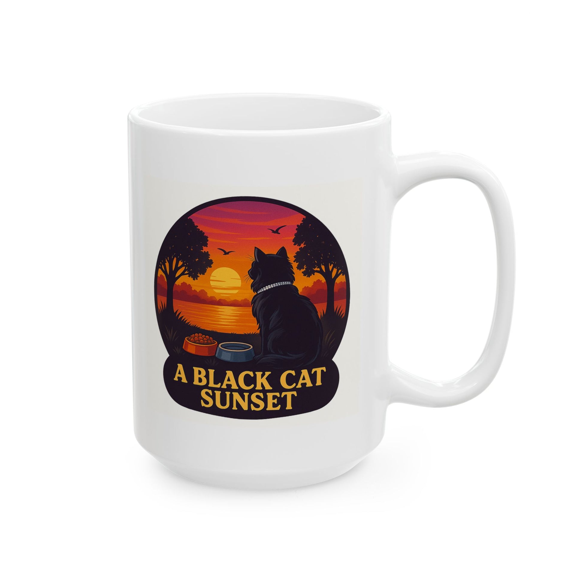 A Black Cat Sunset-Inspired Ceramic Mug - Perfect for Coffee Lovers - Chubby Little Cheeks Co.