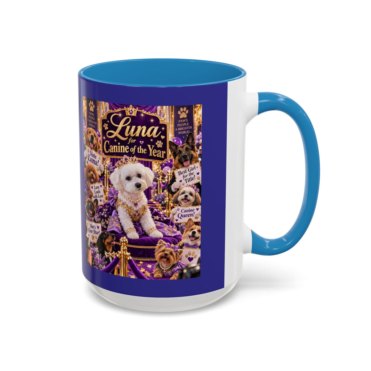 Canine of the Year Coffee Mug — Personalized Dog Portrait Design (Accent 11/15oz) - Chubby Little Cheeks Co.