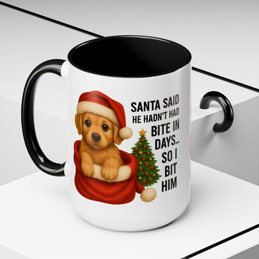 Golden Retriever Bite-In-Days Mug- Holiday Dogs