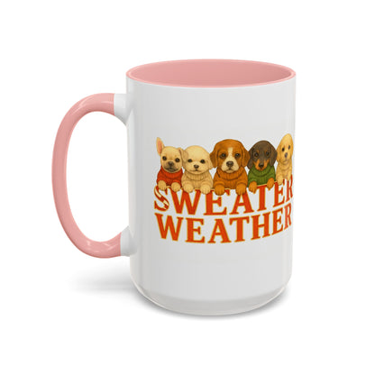 Sweater Weather Mug — Cute Puppies in Sweaters Accent Coffee Mug (150z) - Chubby Little Cheeks Co.